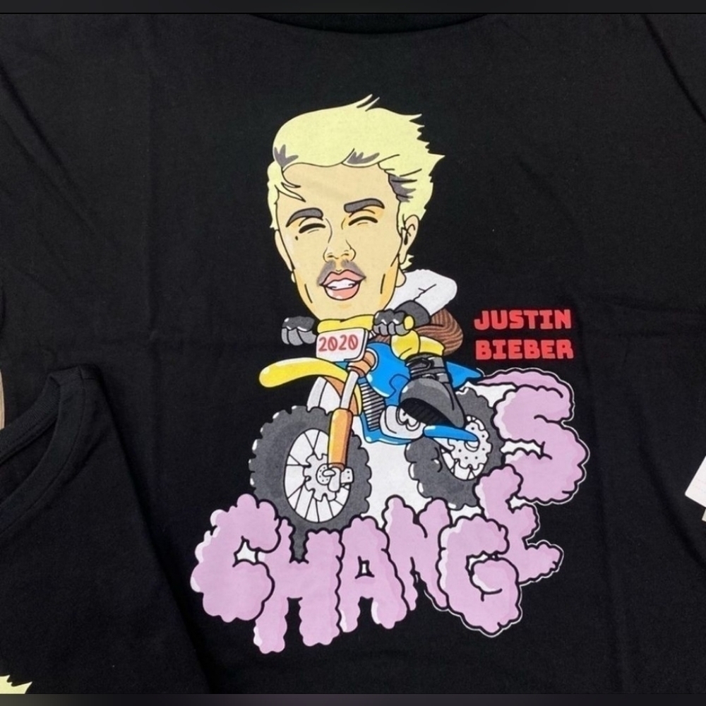 Justin Bieber Y2K Baby Tee BP Medium Black Graphic Crop Top - Picture 3 of 12